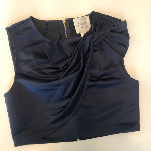 Erin Fetherston (Anthro) Dressy Navy Crop Top - Picture 3 of 9